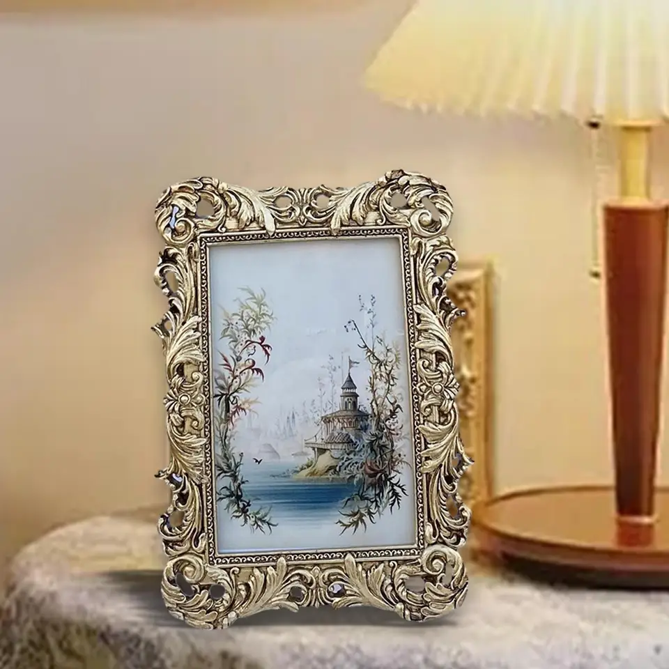 Gouden Europese Stijl Foto Frame Resin Desktop Fotohouder