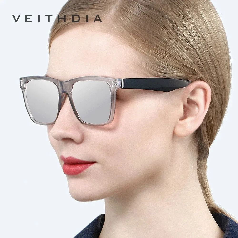 VEITHDIA Sunglasses Unisex Retro TR90 Square Photochromic Mirror Polarized UV400 Vintage Eyewear Sun Glasses For Men/Women V7018 images - 6