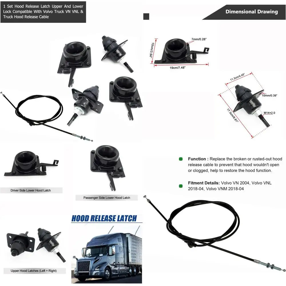 Hood Release Latch Set 4 pcs Upper & Lower Hood Latches fit for 2004 ...
