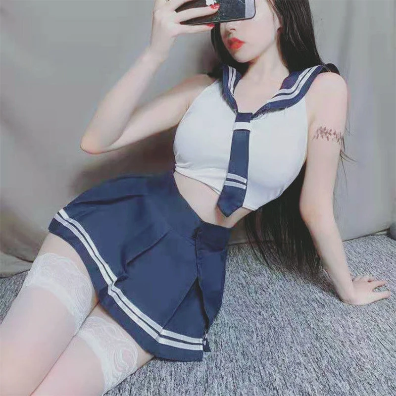 Japanese Student Dress Nightclub Role-playing Seduction Clothing Sexy Open Doll Miniskirt Erotic JK Uniform Pleated Skirt Suit