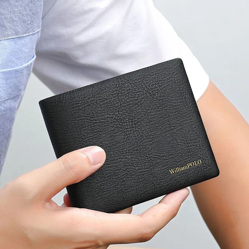 Williampolo Men's Wallet  2023 Luxury Brand Short Purse Genuine Leather Card Holder Wallets Fashion Thin Purse Man
