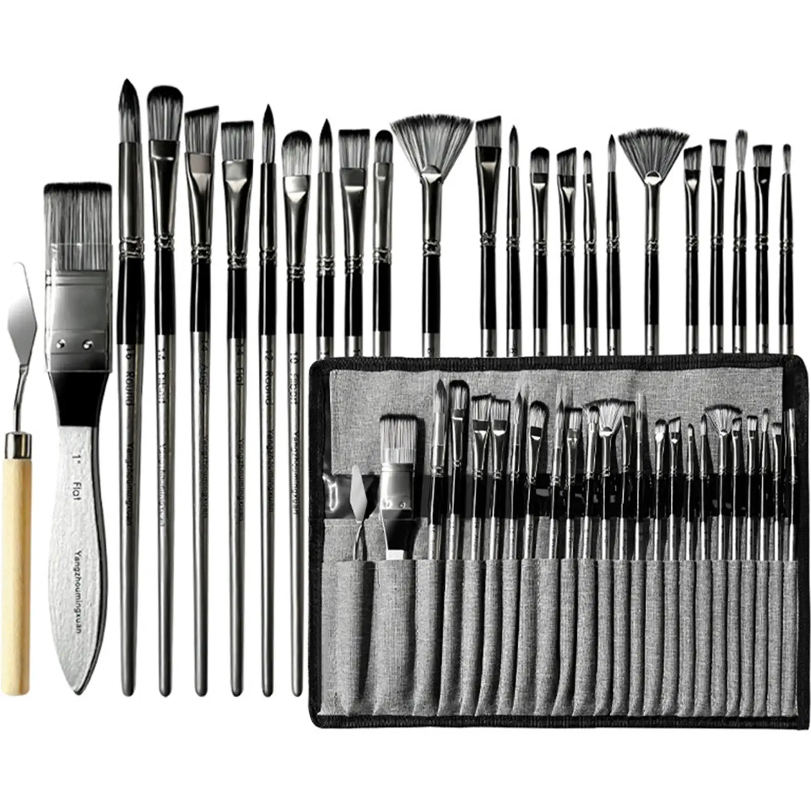 24pcs 나일론 브러쉬 세트 아티스트 페인트 브러쉬 다양한 모양 구아슈 수채화 브러쉬 나무 손잡이 아크릴 브러쉬 미술 용품