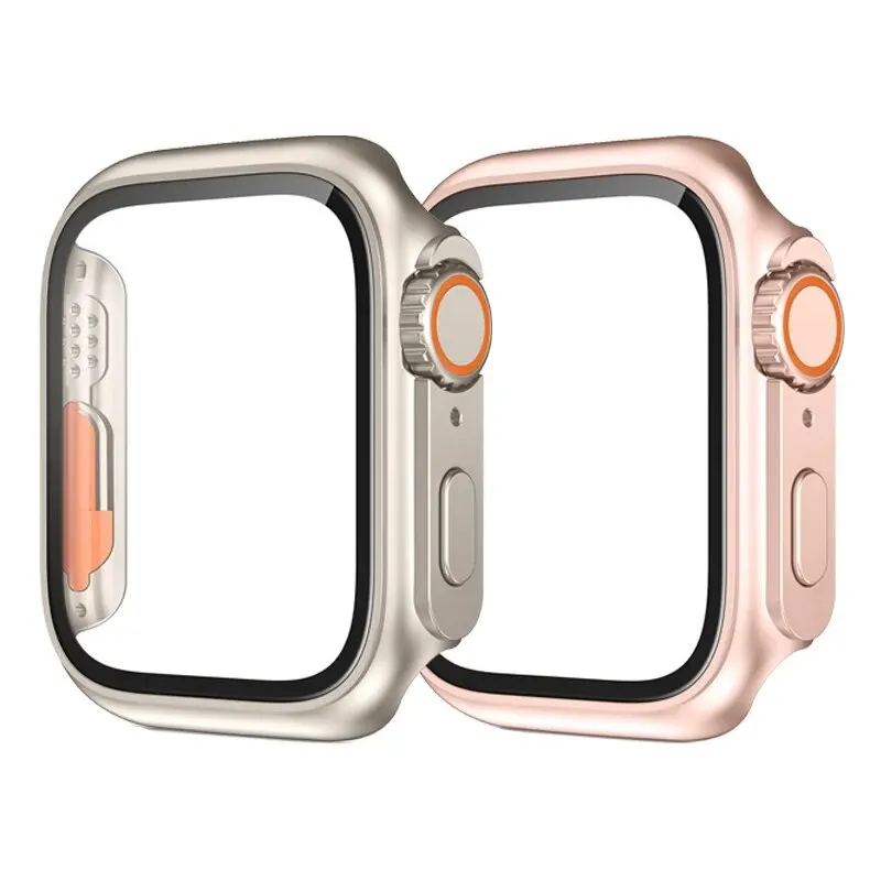 Premium Protective Case with Glass Screen Protector for Apple Watch - 2-Pack Bumper Cover