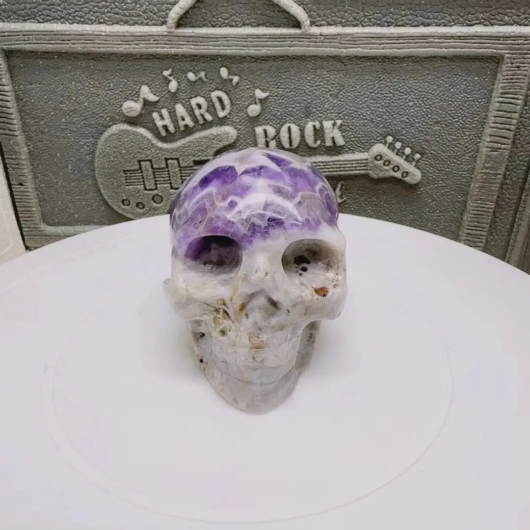

Beautiful Dream amethyst Skull Quartz Crystal Sculpture Natural Reiki Skull Gem Stone Family Collection Sculpture Decoration