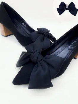 1 paio di nuove scarpe da sposa bianche con fiocco grande fibbia per scarpe da donna fai da te staccabile quotidiano tutte abbinate scarpe in raso dimagranti scarpe con fiori c