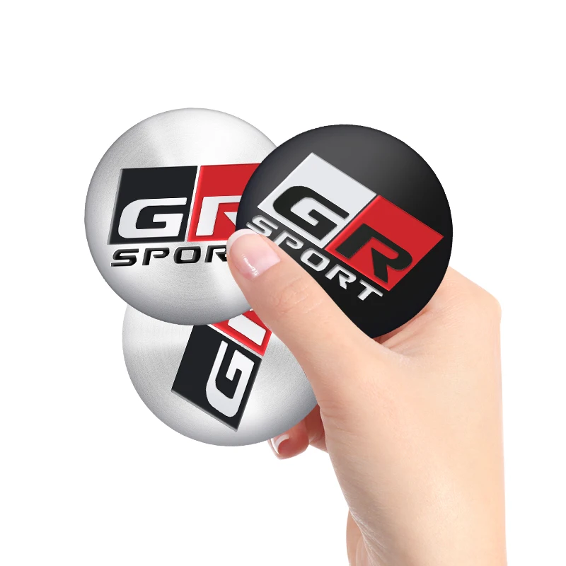 4Pcs Auto Wheel Center Hub Cap Wheel Sticker Accessori Per Auto Custodia Per Toyota Gr Sport Trd Hv Rz Rc C-Hr Yaris Camry Car Styling