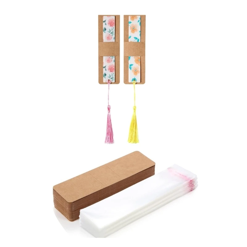 

Set of 50 Kraft Bookmarks Sleeves Cover Resin Holder Blank Sleeves for Crafts Display Cards for Bookmarks Wrapping K3ND