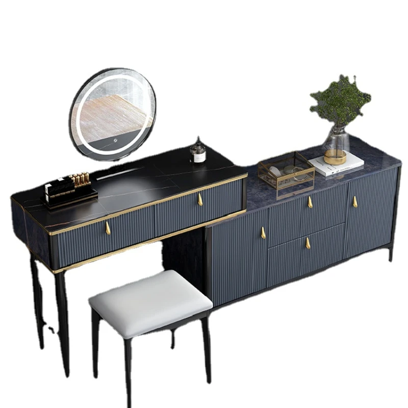 

XL Light Luxury Dressing Table Bedroom Makeup Table Integrated Corner Cabinet Stone Plate