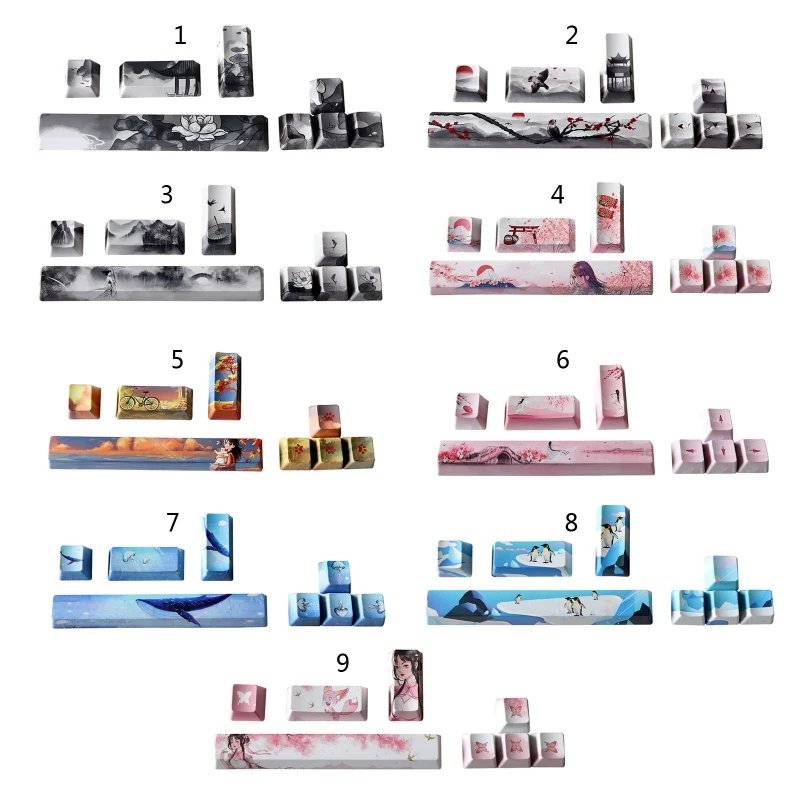 8 шт., пятисторонние клавишные колпачки для покраски клавиш PBT, ESC, ввод направления для ключа, OEM профиль Ke