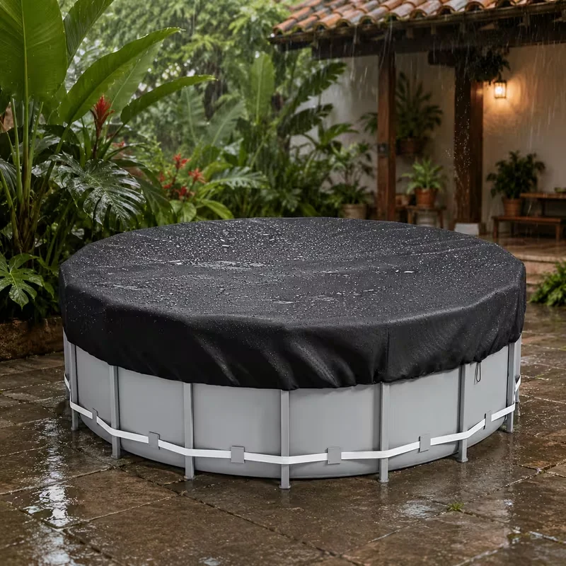 Waterproof Foldable Round Pool Protector - Dustproof & Insect Resistant Cover for Inground Swimming Pools