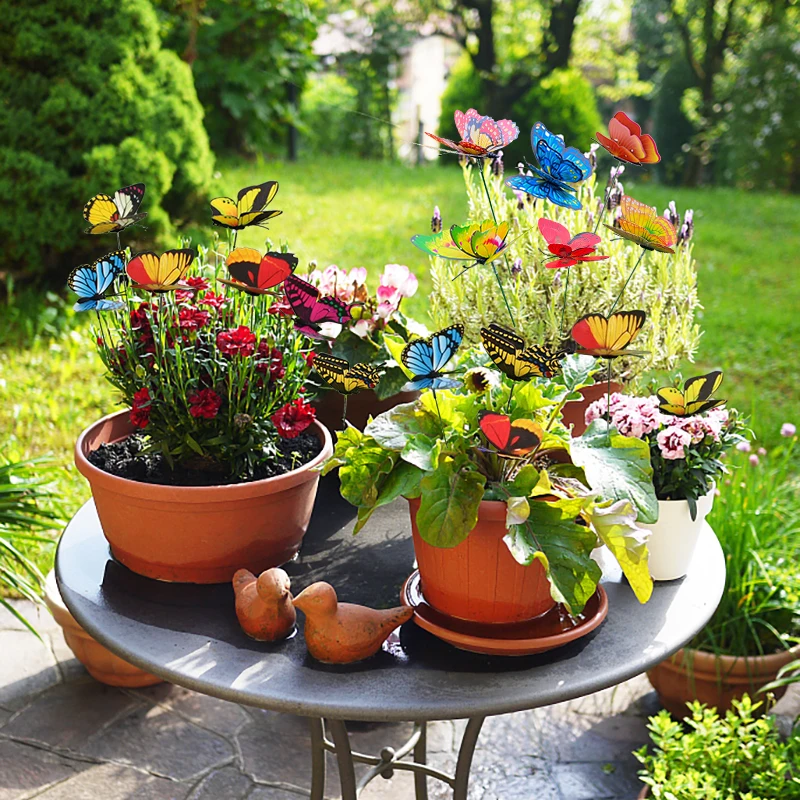 Waterproof Butterfly Garden Yard Planter Butterfly Flower Arrangement  Colorful Butterfly Outdoor Decor Flower Pots Decoration