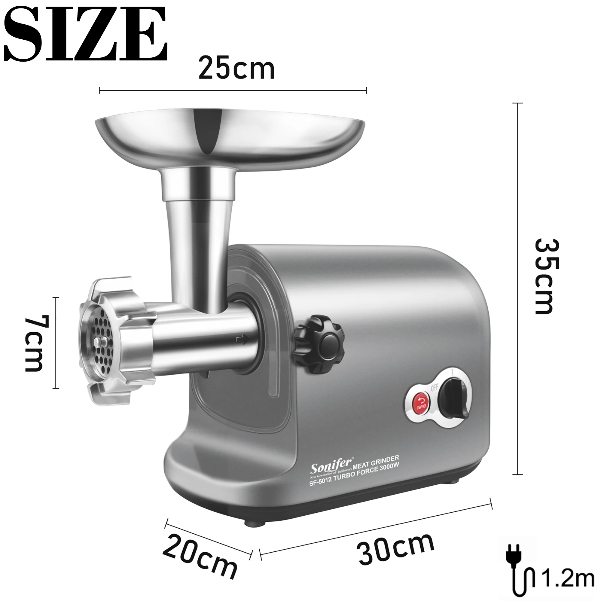 Electric Meat Grinder Heavy Duty 3000W Max Powerful Kitchen Meat Chopper Sausage Stuffer Mincer Slicer Food Processor Sonifer 6