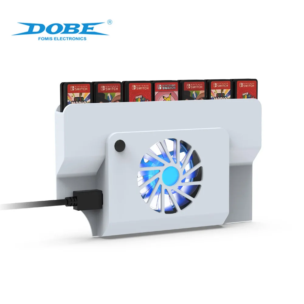 Cooling Fan External Game Console Stand For Switch OLED Console Cooler Base LED Heat Dissipation Fan with Game Card Slot