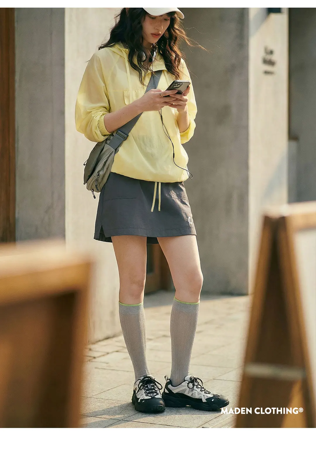 Maden Women's Ultra Lightweight Sun Protection Hoodie Sheer Breathable Pullover Half Button Loose Fit Summer Jacket Yellow
