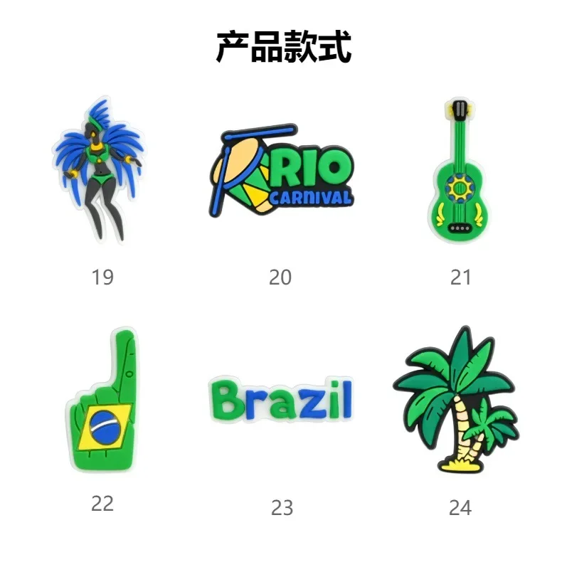 Brasilien Fußball PVC Schuh-Charms Zubehör Mädchen Hut Dekorationen Geister für Clogs Sandalen Armbänder DIY Kinder Unisex Geschenk – Detail 8