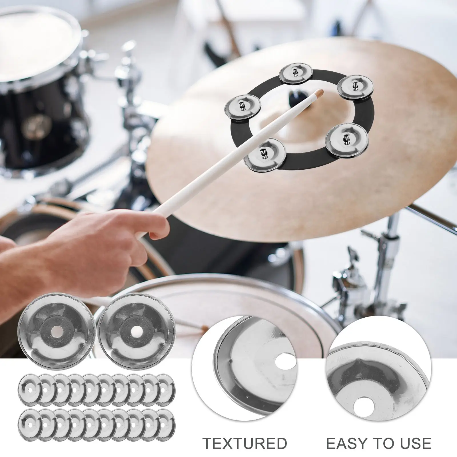 Musical Percussion Instruments 50/100pcs Tambourine Bell Ring Jingle Bell Stainless Steel For Handbell Church Drum Snare Tambourine Ring Jingle Effect