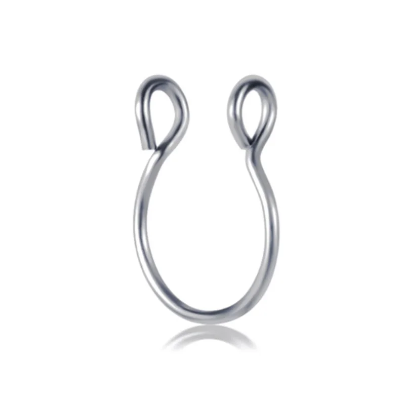 Fake Septum Rings Faux Nose Rings Hoop Stainless Steel Faux Lip Ear No Piercing Clip Septum Nose Fake Piercing Jewelry