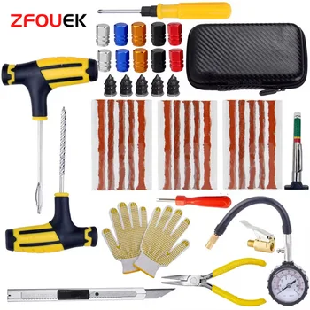 Kit de réparation de pneus de voiture, outils de bouchon de crevaison, urgence pour bandes de pneus, Kit d’outils de réparation de colle à remuer, accessoires de voiture