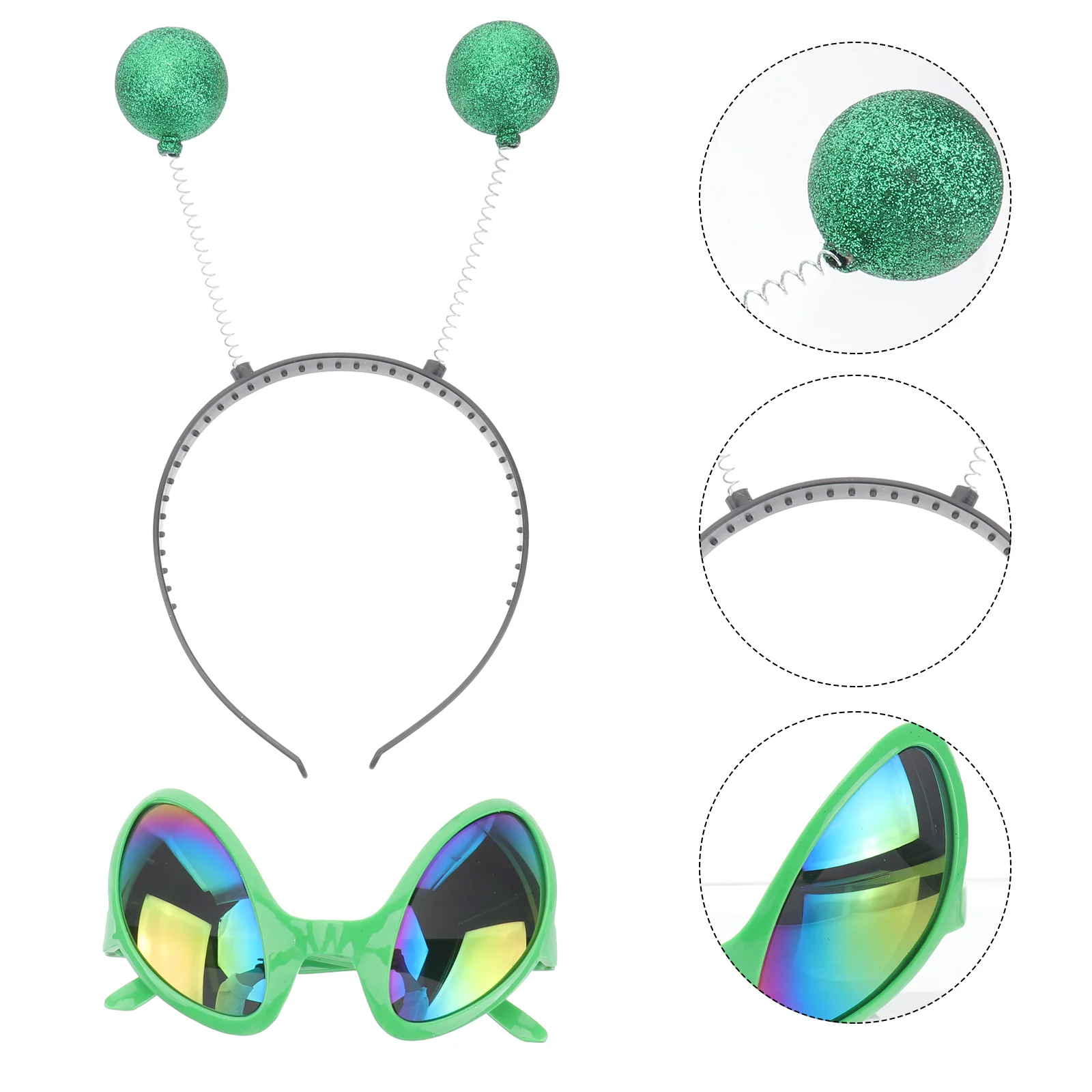 

6/12pcs Creative Saucer Man Eyeglasses Green Ball Headband Holiday Party Props Fancy Dress Cosplay Party Decoration Headband Set