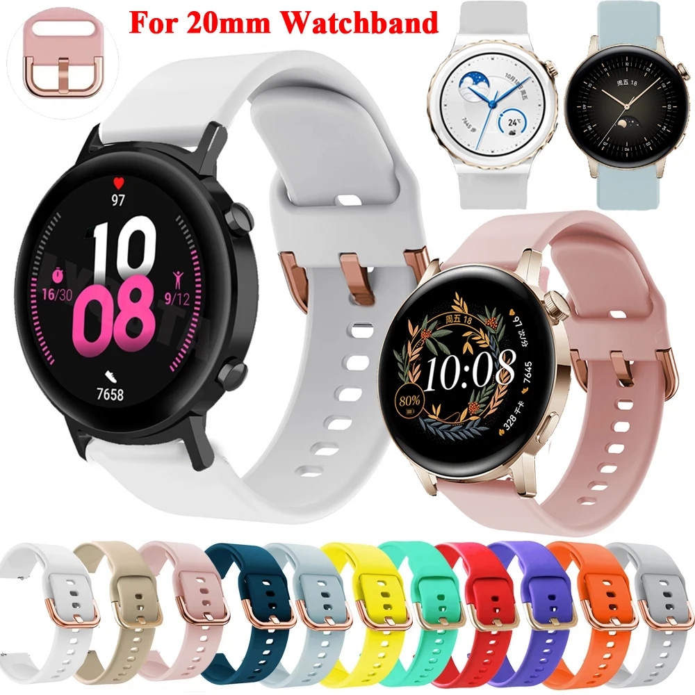 

Silicone 20mm Watch Band Straps For Huawei GT3 42mm GT 3 Pro 43mm Active2 40 44mm Smartwatch Wristband Honor Magic GT2 GT 2 42mm