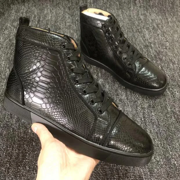 2023 Beertola Serpentine Men's Sneakers Lace Up High Top Flats Large Size Sports Walk Casual Men Shoes Party Black Color 2
