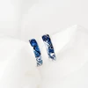 WYEAIIR 925 Sterling Silver Van Gogh Starry Sky Resizable Opening Couple Rings Blue Drop Glaze Sweet Romantic For Women Jewelry 4