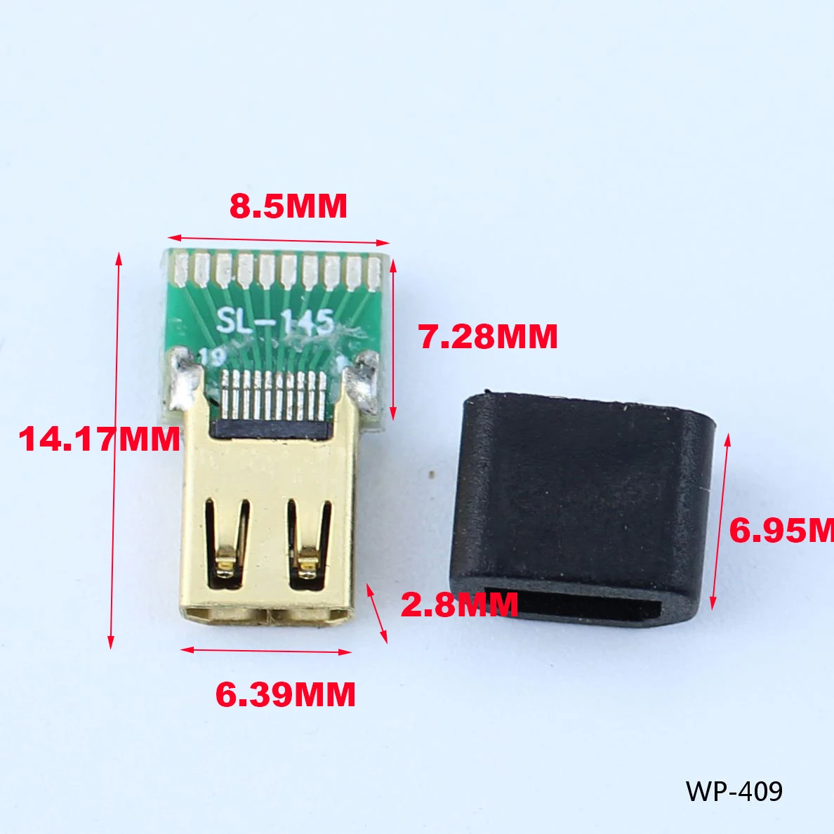 HDMI Male to Female Mini Connector Adapter Board with 2.54mm Pitch PCB