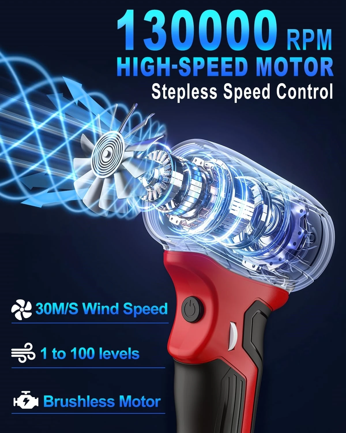 130000RPM Brushless Violent Turbo Fan for Milwaukee M&18 18V Battery Violent Wir