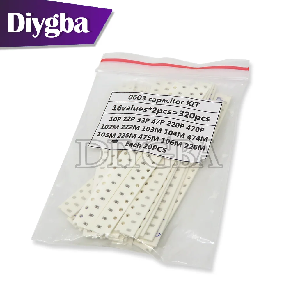 0603 0805 1206 SMD Capacitor Kit 320PCS 720PCS 2500PCS 16/36/50 Values 1PF 4.7pf 6.8pf 1nf 1uf 4.7uf 100pf