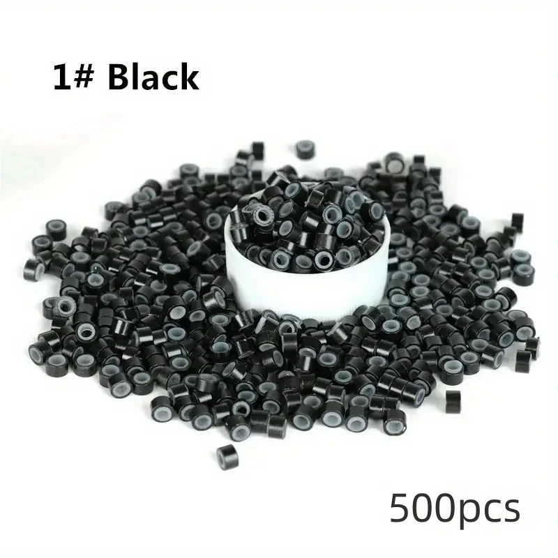 Ring Beads Hair Extensions Tools 500pcs Hair Extension Micro Rings Links 5mm Silicone Lined Beads