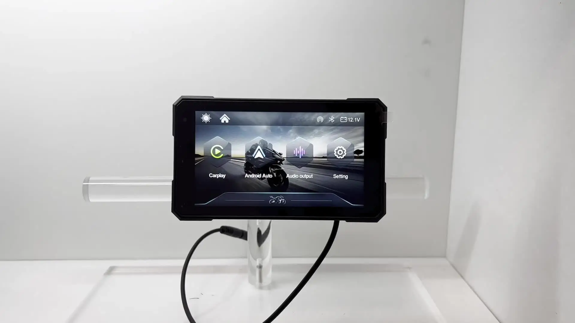 5 Inch Motorcycle GPS with CarPlay Android Auto IPX7 Waterproof