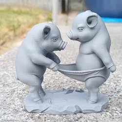 Charming Cartoon Pig Figurine - Whimsical Decorative Piece and Ideal Holiday Gift (Grey)