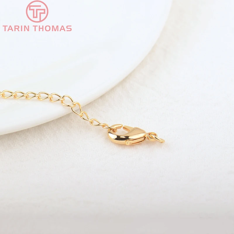Jewelry Accessories 6PCS Full Length 70MM 24K Gold Color Plated Brass Extender Chain With Lobster Clasps