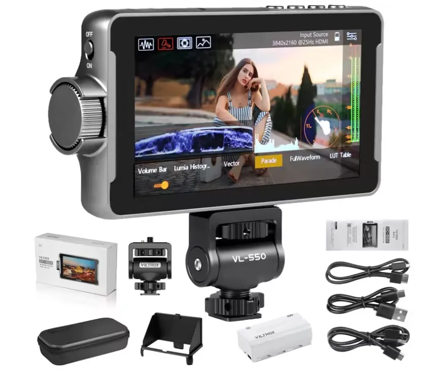 

VILTROX DC-550 5.5 Inch 1200nits 4K HDMI In/Out Video Field Monitor Kit With Battery 3D LUT 1920X1080 Camera Video Monitor