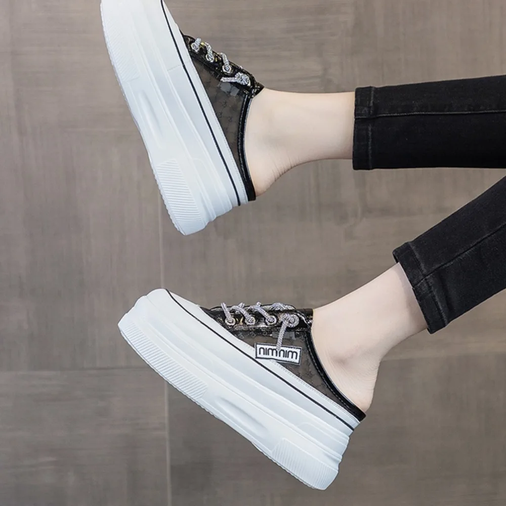 Women Slippers Female Shoes Loafers Slippers Women Summer Luxury Slides Med Cover Toe Lady Platform Designer Girl Flat Cross-tie