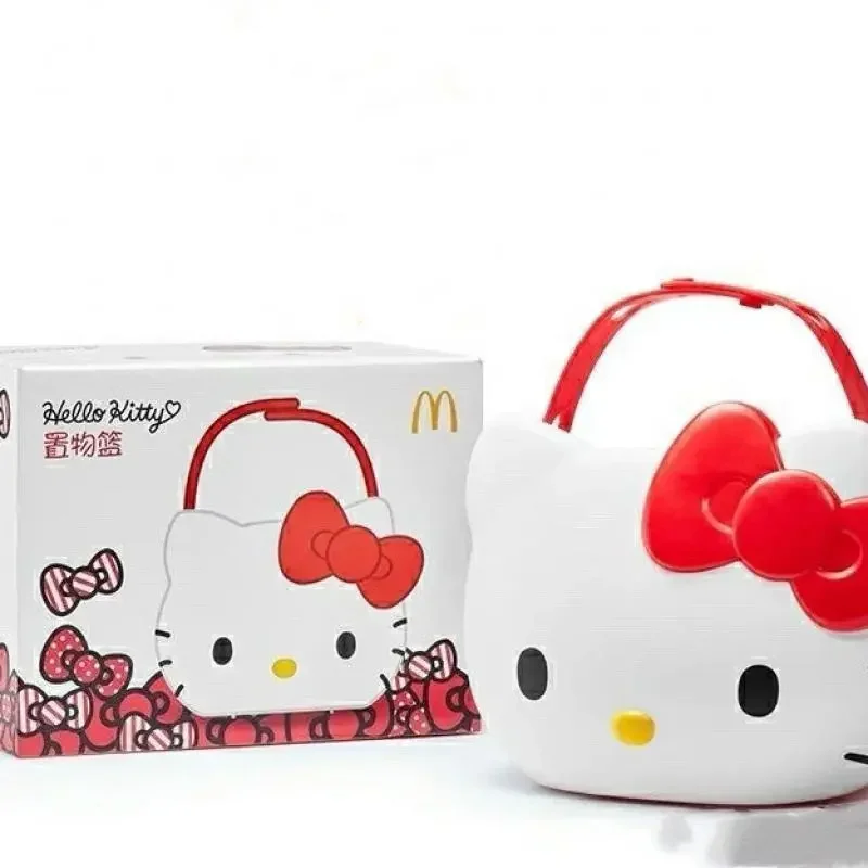 New Sanrio Hello Kitty Kawaii Cartoon  Mcdonalds Vehicle Shopping Basket Storage Box Anime Toys For Girls Children Birthday Gift