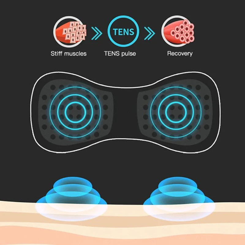 Smart EMS Neck Massager Mini Neck and Back Stimulator Massager Portable Gel Pad Sticker Thin