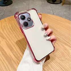 Shockproof Clear Camera Lens Soft Silicone Cover for Honor 400 Lite 5G (Pink)
