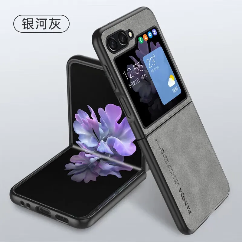 For Z Flip 5 4 3 Samsung Galaxy Luxury SheepSkin Leather Phone Case Len Protection Men Birthday Silicone Soft Washable Covers