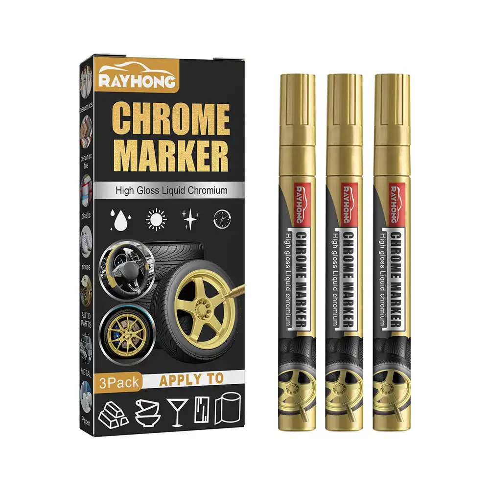 3pcs Chrome Marker Pen Permanent Marker For Car Bike Motor Tires Tyre Paint Pen Rubber Tyre Metallic Markers permanent marker pen permanent marker paint marker pen markers pen permanent markers mirror marker pens paint pen marker pens art marker pen art markers