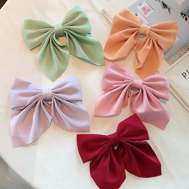 Japanese Style Small Fresh Solid Color Bow Girl Duckbill Clip Fashionable Half Tie Hair Clip Back Spoon Women's Hair Clip