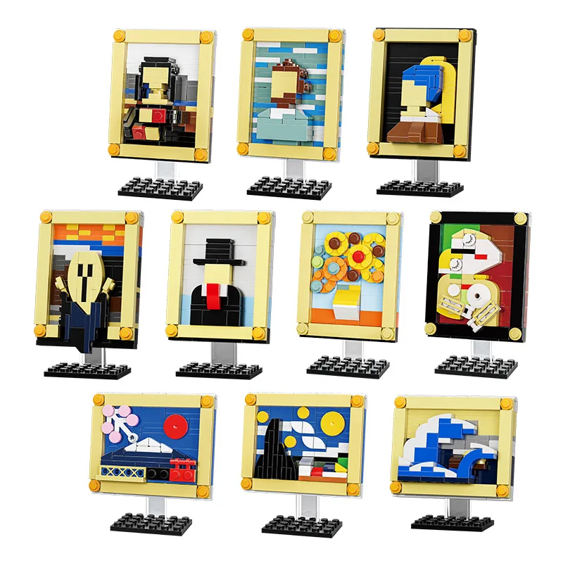 

MOC 3D Pixel Art Bricks Famous Paintings Mini Building Blocks Van Gogh Starry Sky Sunflower Girl Creative DIY Children's Gifts