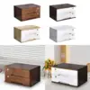 Wood Desktop Storage Box with Lock 2 Tier for Counter Workspace Countertop 4