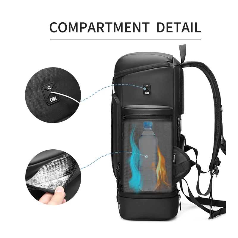 Waterproof Backpack Mens Backpack Travel Hiking backpack for Men 50L Large capacity trekking bag outdoor waterproof 17 Inch Laptop Backpack creative With shoe bag