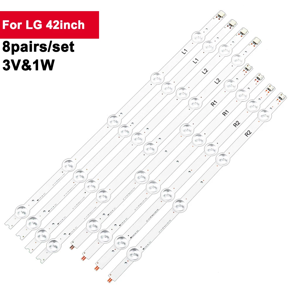 

8Pcs/set 42LNV LED Backlight Strip for LG 42" V14 DRT REV0.0 L1 LG 42LA6300-CA,LC420DUN,LC420DUN-PGP1,42PFH6309/88,LC420DUN-PGA1