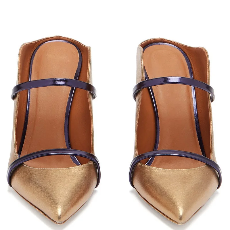 

Spring/Summer Pointed Shallow Mouth One line Fashion Flat Bottom Slippers Slim High Heels Banquet Dress Large Size Women Sandals