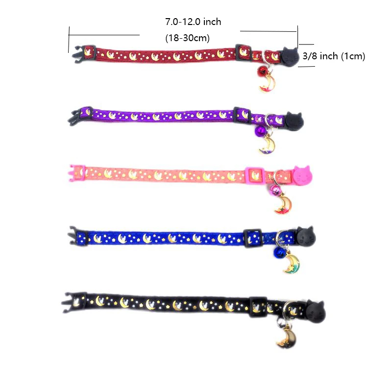 Moon and Star Cat Collar，Pets Collar with Bell Pendant - A Fashionable Safety Cat Accessory 3