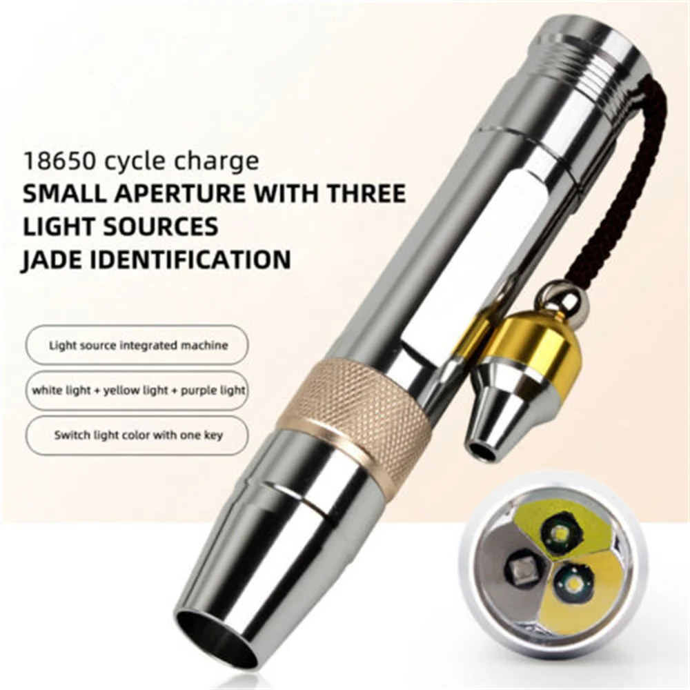 

Three Light Sources Lamp Flashlight 365/395NM Torch Jade Inspection Ultraviolet UV Light Identification Lamp LED Flashlight