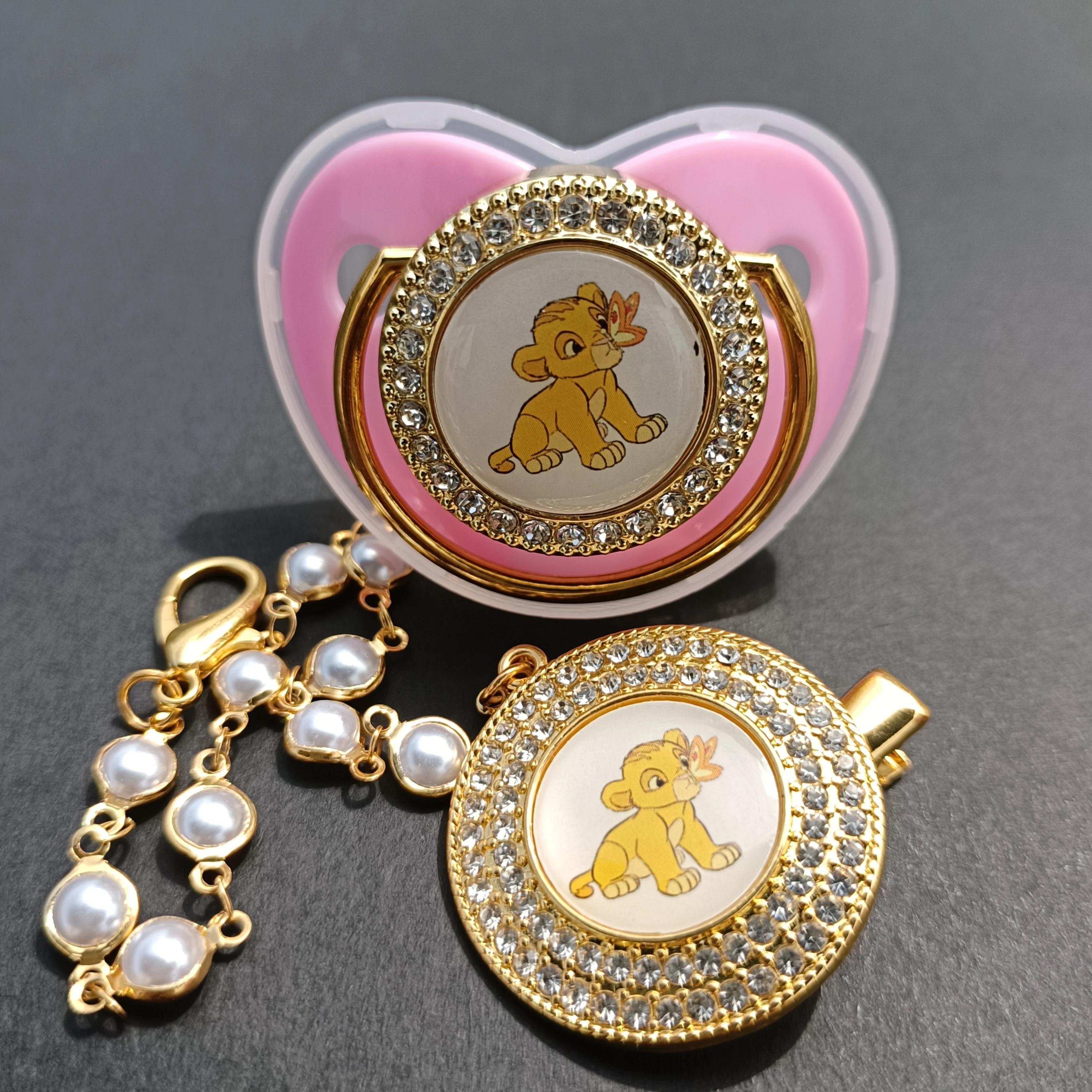 Luxury pearl pacifier clip pacifier silicone fake pacifier shiny baby