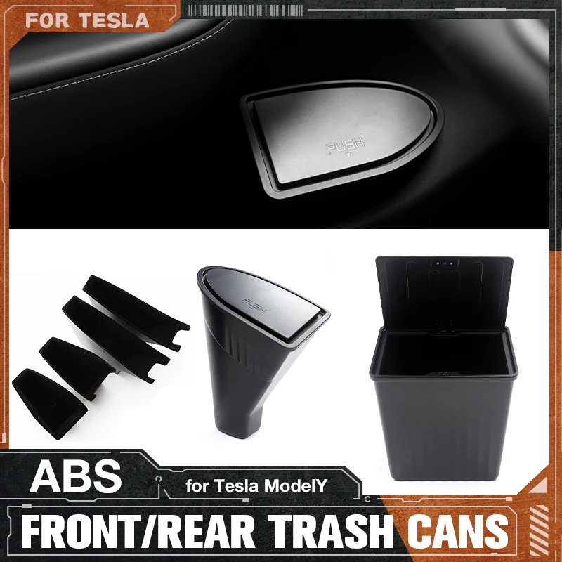 For Tesla Model Y Door Trash Can Rear Press Type Trash Can Interior Accessories Storage Box ABS Modification Accessories